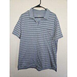 St. John's Bay Men's Short Sleeve Polo Shirt, Blue Striped, Size L